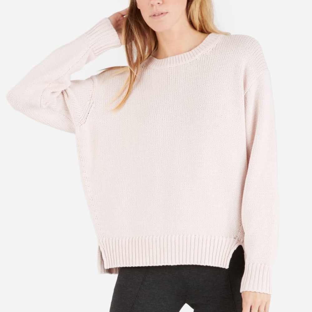 Everlane Chunky Knit Cotton Crew in Pale Pink  - XL